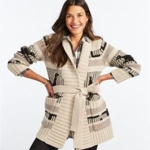 NWT L.L.Bean Signature Archive women's wool belted cardigan ("coatigan")